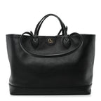 Textured Dollar Calfskin Medium Ophidia Shoulder Tote Bag Black