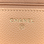 Caviar Quilted Wallet on Chain WOC Beige