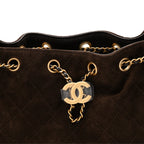 Suede Quilted Mini Chanel 25 Handbag Dark Brown