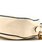 Vintage Effect Calfskin Matelasse Diagonal Small Torchon GG Marmont Chain Shoulder Bag Mystic White Blue Agata
