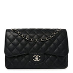 Caviar Quilted Jumbo Double Flap Black