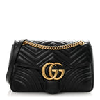 Calfskin Matelasse Medium GG Marmont Shoulder Bag Black