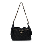 Denim Quilted Mini Chanel 25 Handbag Dark Blue