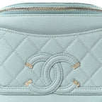 Caviar Quilted Filigree Waist Bag Light Blue