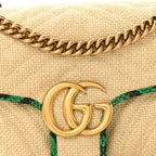 Raffia Elaphe Matelasse Small GG Marmont Shoulder Bag Natural New Shamarock