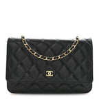 Caviar Quilted Wallet on Chain WOC Black