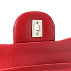 Caviar Quilted Jumbo Double Flap Dark Red