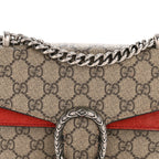 GG Supreme Monogram Suede Mini Dionysus Shoulder Bag Beige Ebony Vulcanic Red