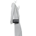 Lambskin Quilted Enamel CC Wallet On Chain WOC Black