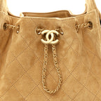 Suede Quilted Mini Chanel 25 Handbag Beige