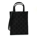 Denim Cuoio Harness GG Monogram Mini Ophidia Tote Bag Black Medium Grey