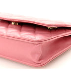 Caviar Quilted Wallet on Chain WOC Pink