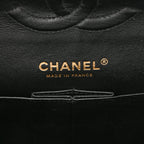 Lambskin Chevron Quilted Medium Double Flap Black