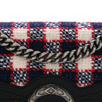 Vintage Tweed Check Small Dionysus Shoulder Bag White Hibiscus Red Marine