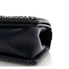 Glazed Calfskin Quilted Medium Boy Chained Flap Blue