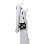 Patent Calfskin Quilted Mini Square Flap Black