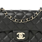 Lambskin Quilted Mini Rectangular Flap Black