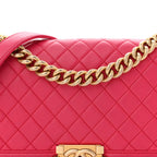 Lambskin Quilted Medium Boy Flap Fuchsia