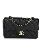 Lambskin Quilted Mini Rectangular Flap Black