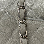 Caviar Quilted Mini Rectangular Flap Light Grey