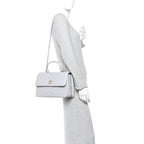 Lambskin Chevron Quilted Medium Trendy CC Dual Handle Flap Bag Grey