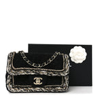 Tweed Braided Mini Rectangular Flap Black