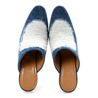 Ripped Denim 90 Mules Washed Denim