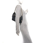 Braided Raffia Calfskin Quilted Mini Chanel 25 Handbag Black White