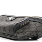 GG Supreme Monogram Textured Dollar Calfskin Ophidia Belt Bag Grey Black Graphite Grey