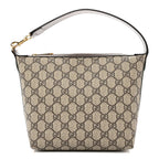 GG Supreme Monogram Textured Calfskin Web Super Mini Ophidia Shoulder Bag Beige Ebony New Acero
