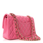 Caviar Quilted Small Double Flap Pink