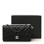 Lambskin Quilted Medium Double Flap Black