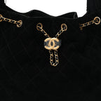 Suede Quilted Small Chanel 25 Handbag Black