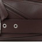 Shiny Calfskin Small Puzzle Biker Bag Dark Brown