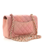 Metallic Lambskin Quilted Ombre Mini Rectangular Flap Pink