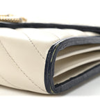 Vintage Effect Calfskin Matelasse Diagonal Torchon GG Marmont Chain Wallet Mystic White Blue Agata