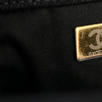 Washed Denim Quilted Medium Chanel 25 Handbag Black