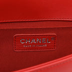 Calfskin Quilted Medium Boy Flap Red