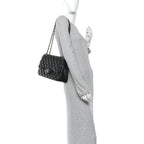 Lambskin Quilted Jumbo Double Flap Black