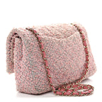 Tweed Medium Double Flap Pink