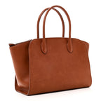 Polished Saddle Calfskin Marlo 12 Tote Bag Acero