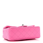 Lambskin Quilted Mini Rectangular Flap Neon Pink