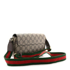 GG Supreme Monogram Textured Dollar Calfskin Web Mini Ophidia Envelope Shoulder Bag Beige Ebony