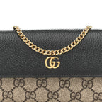 Dollar Calfskin GG Supreme Monogram Petite GG Marmont Wallet Chain Bag Black Beige Ebony