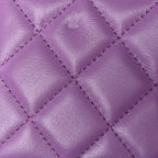 Lambskin Quilted Pick Me Up Wallet On Chain WOC Purple