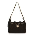 Suede Quilted Mini Chanel 25 Handbag Dark Brown