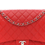 Caviar Quilted Maxi Double Flap Red