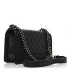Calfskin Quilted Medium Boy Flap Black