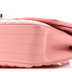 Caviar Flat Chevron Quilted Medium Double Flap Pink