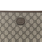 GG Supreme Monogram Azalea Calfskin Retro Interlocking G Wristlet Pouch Beige Ebony Brown Sugar